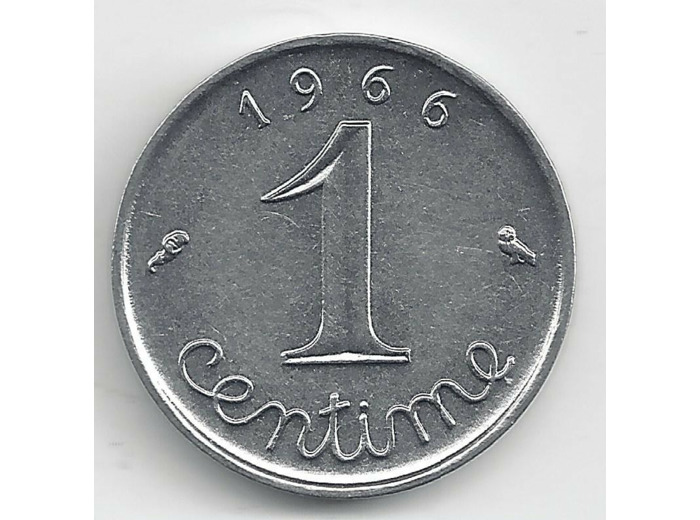 FRANCE 1 CENTIME INOX 1966 REVERS ECRITURE GRASSE SUP