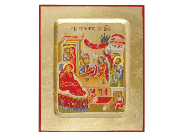 Icône dorée incurvée 14*18cm - NATIVITE THEOTOKOS