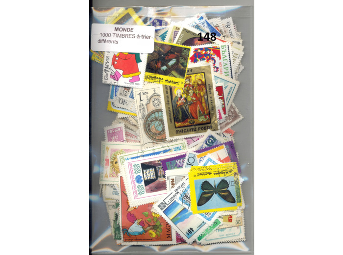 1000 TIMBRES DU MONDE DIFFERENTS A TRIER  *148