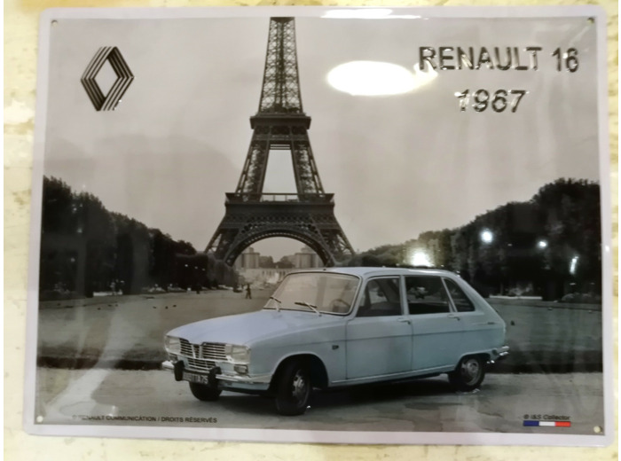 Plaque métal Renault 16 1967 - 30x40 cm