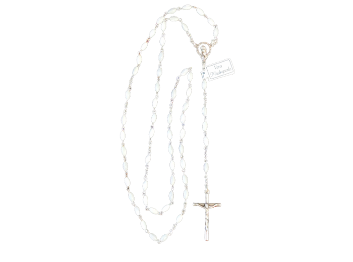 Chapelet Perles en Nacre Sur Chaine Argentée - GRAIN DE RIZ