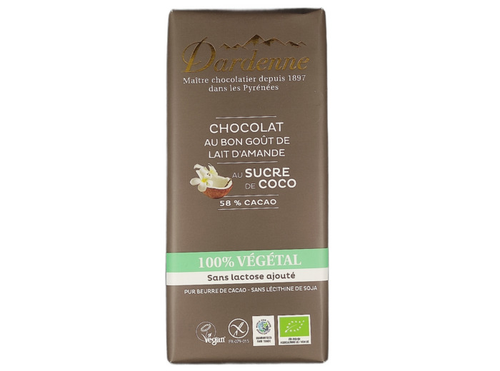 Tablette Chocolat 100% Végétal Sans Gluten 80g Bio