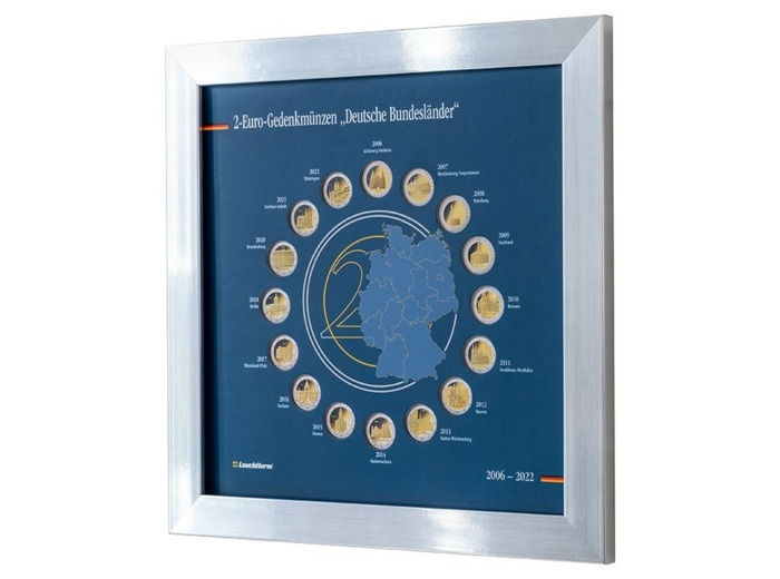 CADRE POUR 2 EURO ALLEMAGNE 2006 à 2022 format 350 x 350 mm 350479