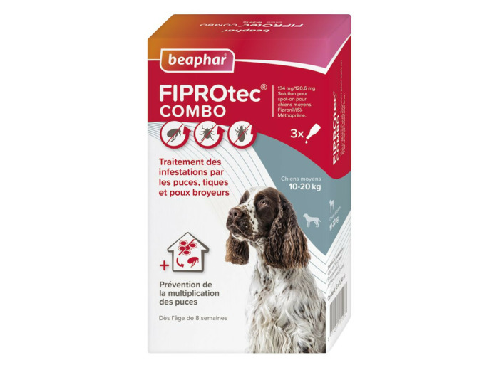 Pipettes antiparasitaires FIPROtec Combo pour chien moyen 10-20kg - x3