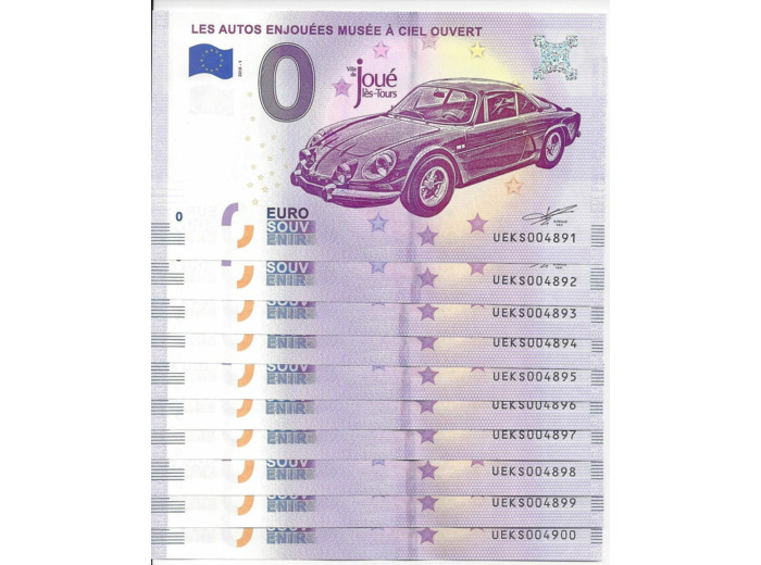 37 JOUE LES TOURS 2018-1 par 10 billets ALPINE A110 BERLINETTE BILLET 0 EURO