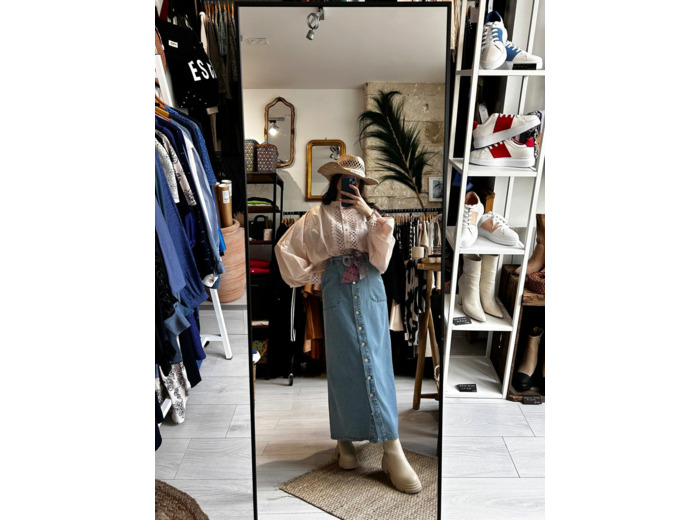 Jupe longue en Denim boutonnée