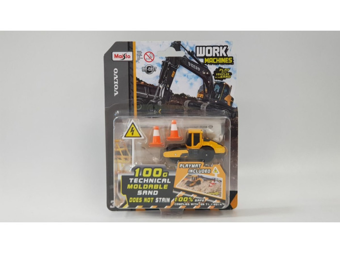 ROULEAU COMPRESSEUR VOLVO AVEC ACCESSOIRES ET SABLE MAISTO WORK MACHINES NEUF