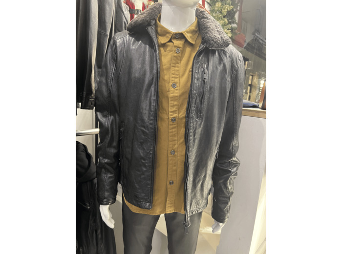 521963 Blouson homme cuir marron