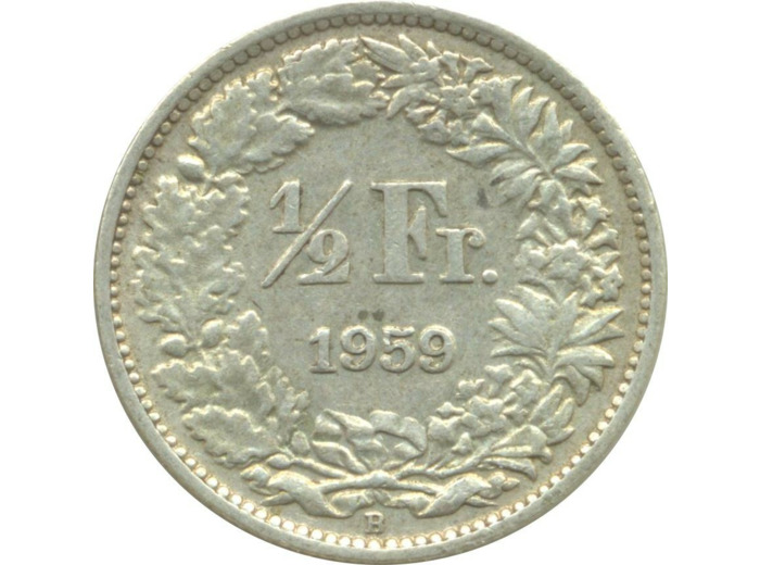 SUISSE 1/2 FRANC 1959 B TTB+ N1