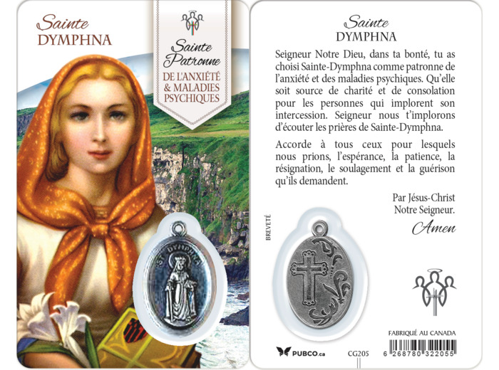 Carte-prière avec insertion ST GUERISSEUR - STE DYMPHNA - anglais