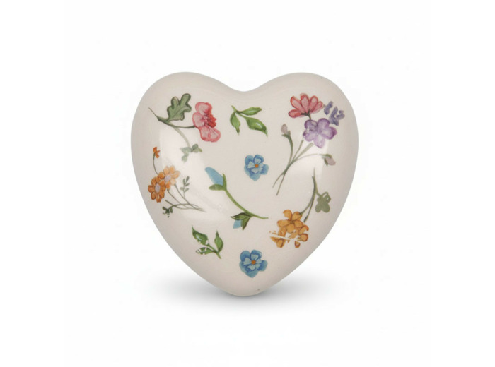 Coeur décoratif fleurs céramique 12x4x12cm