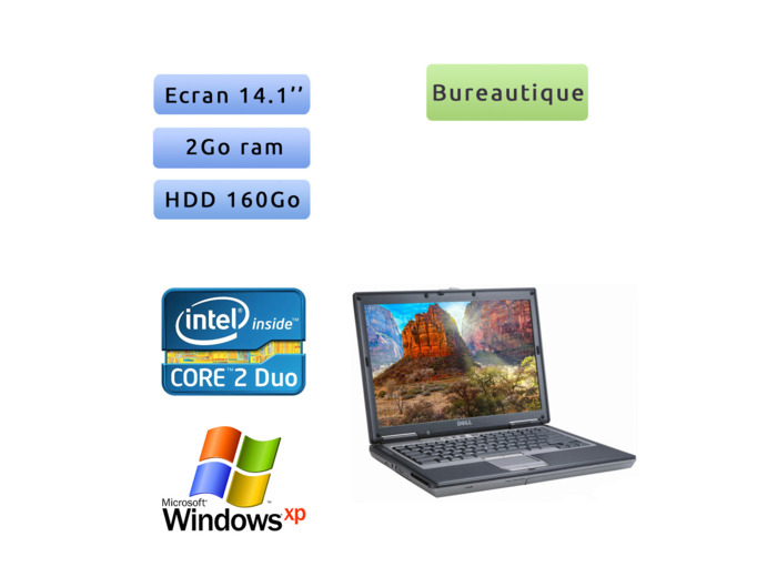 Dell Latitude D630 - Windows XP - C2D 2Go 160Go - 14.1 - Ordinateur Portable PC