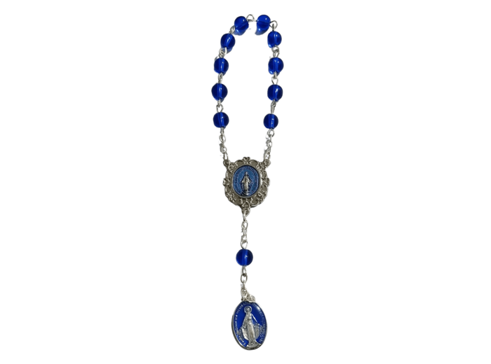 Chapelet de Voyage Perles Bleu Sur Chaîne Argentée - MIRACULEUSE