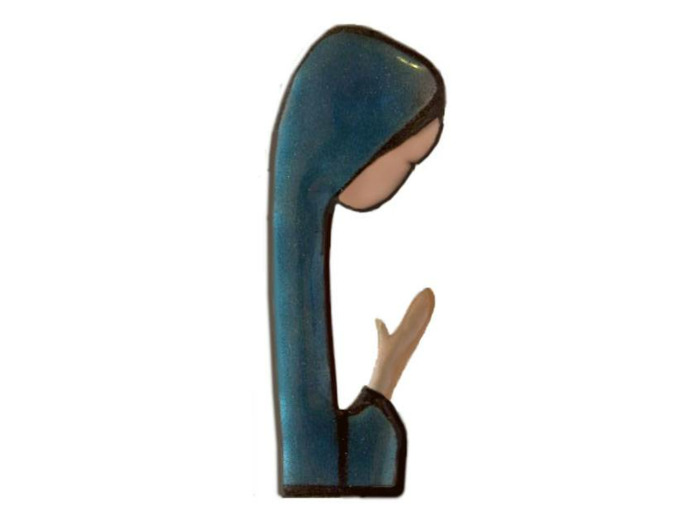 Vierge en prière blanc Plexi, or, et support 4,5cm - EMAUX DU LIBAN
