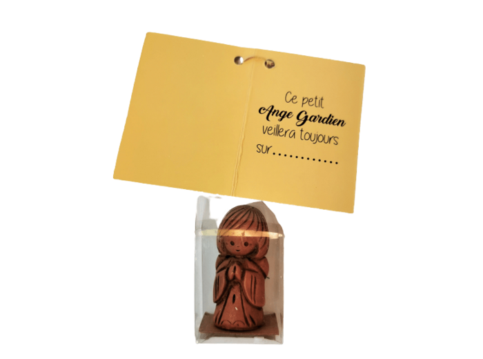 Ange Garçon en résine Ton TERRE - 4cm - En boîte transparente