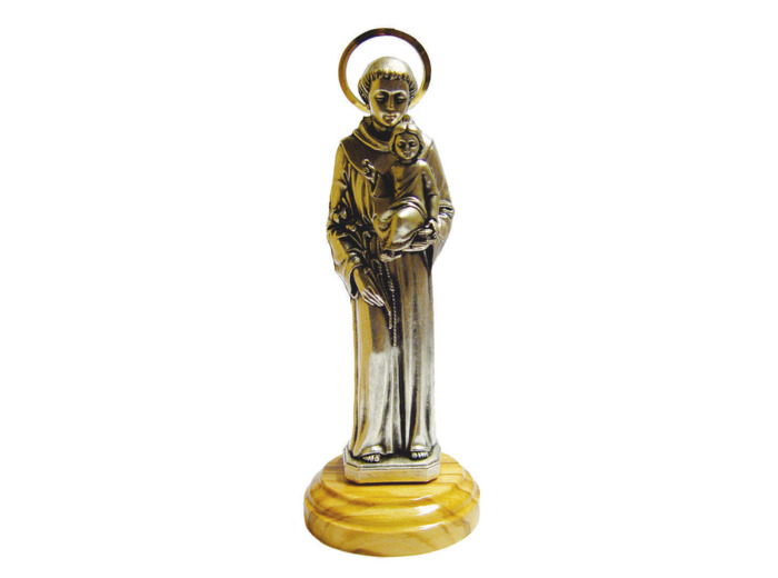 Statue 10cm en Métal Argenté avec Socle en Olivier - ANTOINE