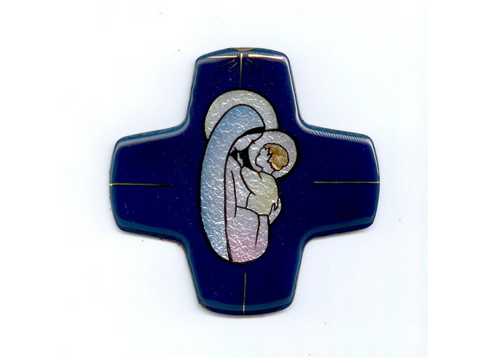 Croix VIERGE OVALE 9,7x9,7cm - EMAUX DU LIBAN