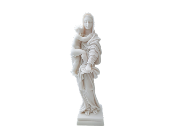 Statue en albâtre 23cm - VIERGE ENFANT Blanche