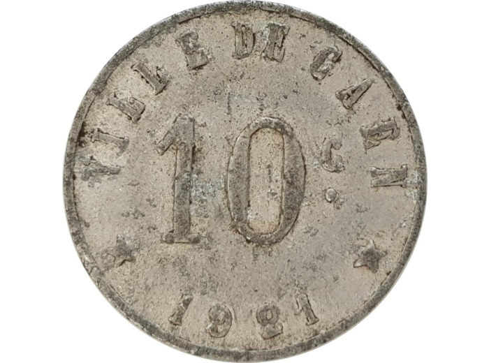 14 CALVADOS - CAEN 10 CENTIMES 1921 TB+ GE1.2