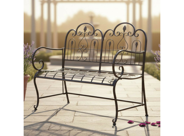 Banc jardin fer vintage 95x12x112cm