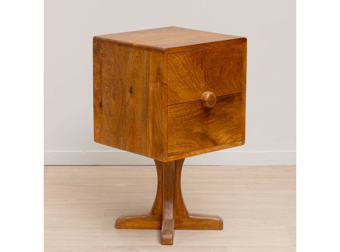 Table de chevet bois de manguier 35x35x64cm