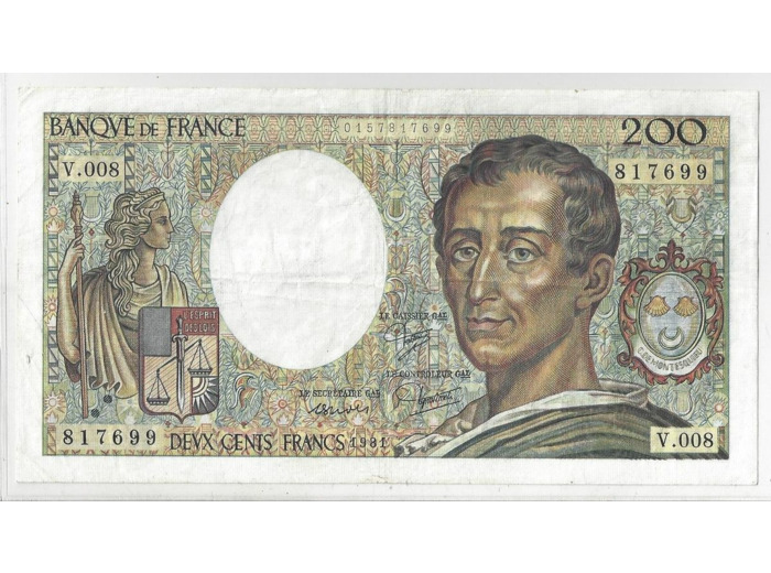 FRANCE 200 FRANCS MONTESQUIEU 1981 V.008 TTB