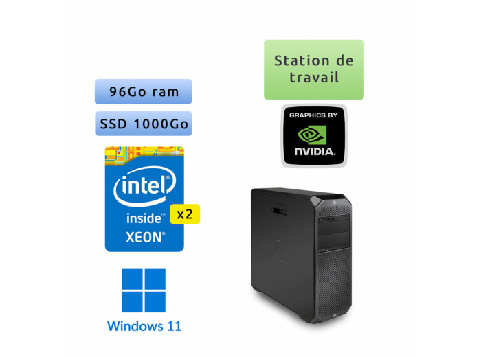 HP Z6 G4 - Windows 11 - 2*Gold 5120 96Go 1To SSD - P620 - Ordinateur Tour Workstation