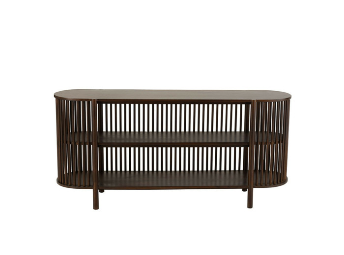 Console 2 étages Conie manguier brun foncé 75x38x160cm