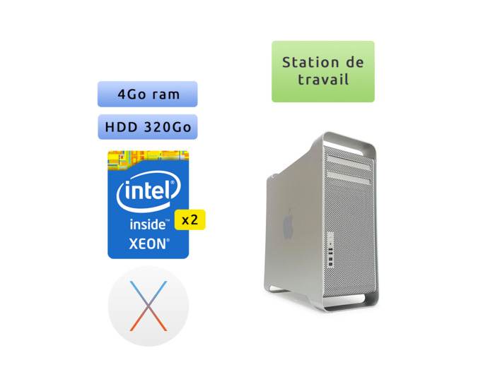 Apple Mac Pro Quad Core A1186 (EMC 2113) 4x 2.66GHz - MacPro1,1 - Station de Travail