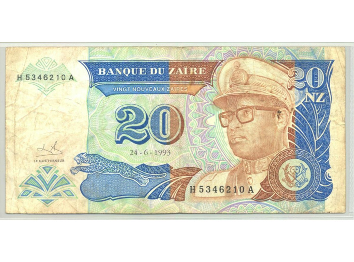ZAIRE 20 NOUVEAUX ZAIRES 24-06-1993 SERIE H 5346210A TB+