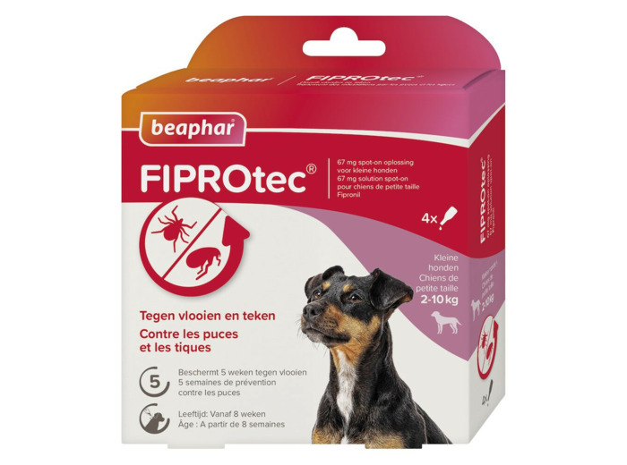 Pipettes antiparasitaires FIPROtec pour petit chien (2-10kg) - x4
