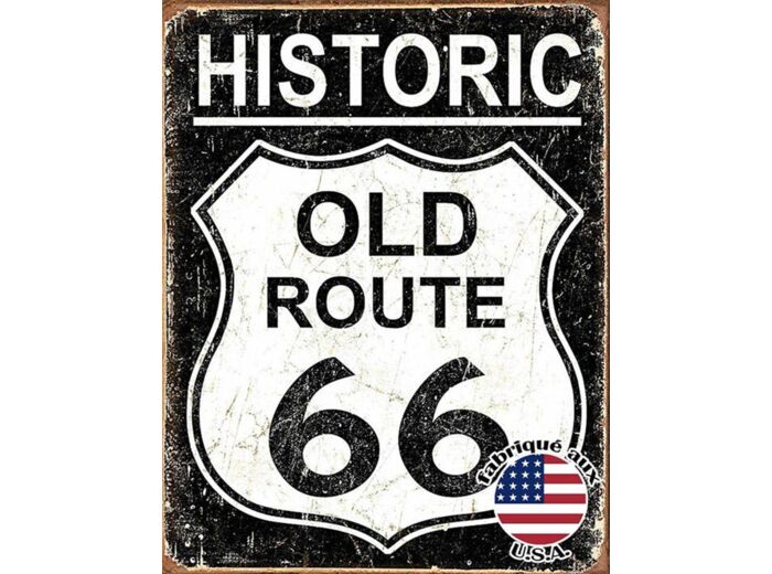 Plaque métal - Route 66 Historic - 31,4 x 40 cm.