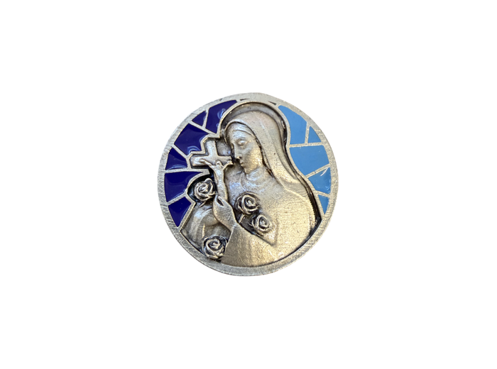 Magnet en métal relief 30mm - Bicolore - Sainte Thérèse