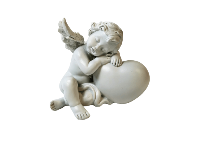 Statue en Résine 9cm - ANGE ENDORMI SUR COEUR