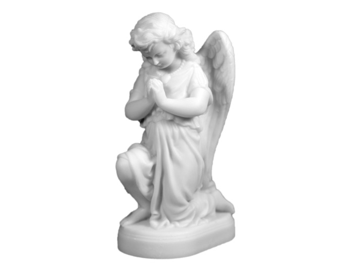 Ange en prière- Statue en albâtre 15cm - Blanc