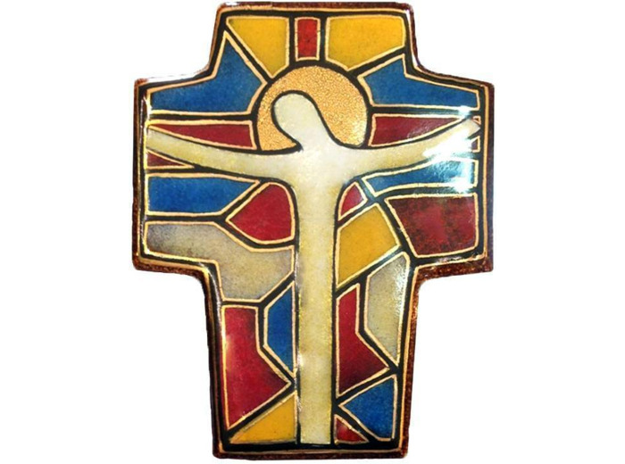 Croix du Fils vitrail transparent 10,6X8,5cm - EMAUX DU LIBAN