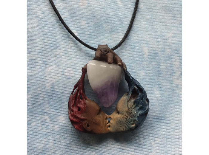 Pendentif "Amour volé" pierre naturelle Améthyste zonée