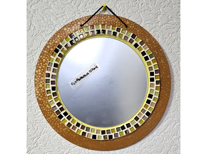 MON BEAU MIROIR – Bois, mosaïque & peinture (Ø 30 cm)