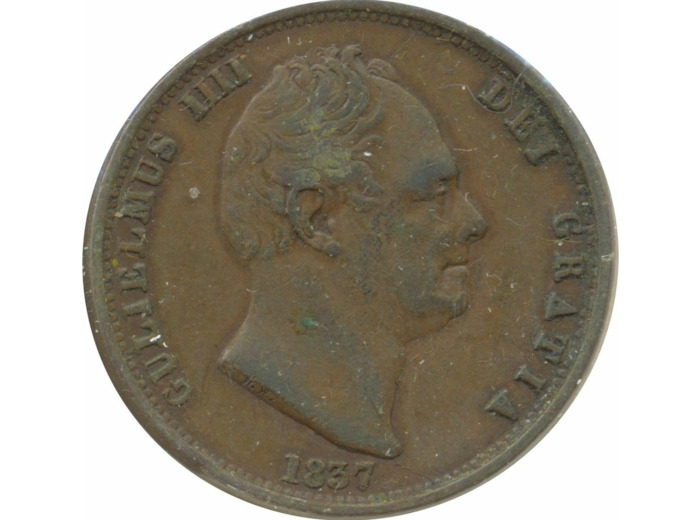 GRANDE BRETAGNE 1/2 PENNY GUILLAUME IV 1837 TTB