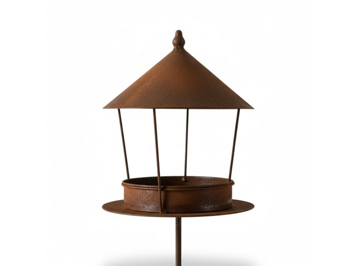 Mangeoire oiseaux à planter fer rouille 24x155cm