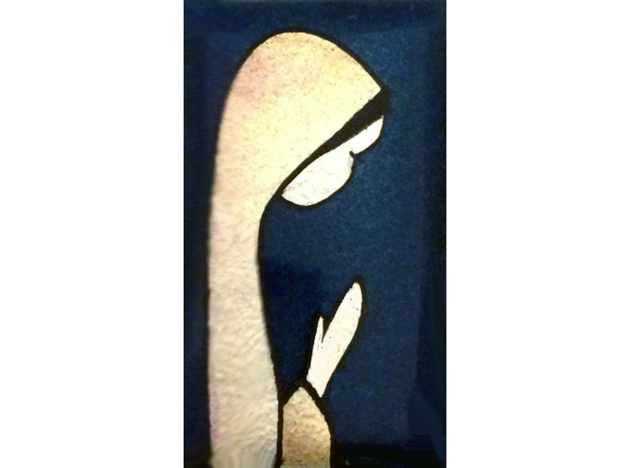 Vierge en prière rose 7X4cm - EMAUX DU LIBAN