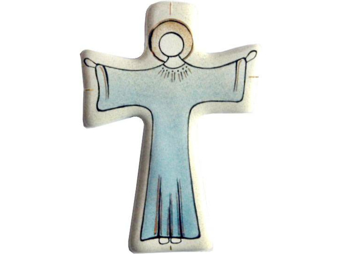 Croix simple bleu/blanc 10,9X7,6cm - EMAUX DU LIBAN