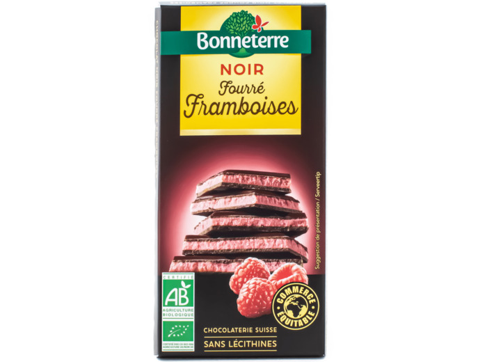 Chocolat Noir Fourré aux Framboises Bio 100g