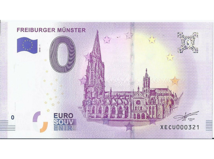ALLEMAGNE 2018-1 FREIBURGER MUNSTER BILLET SOUVENIR 0 EURO TOURISTIQUE NEUF