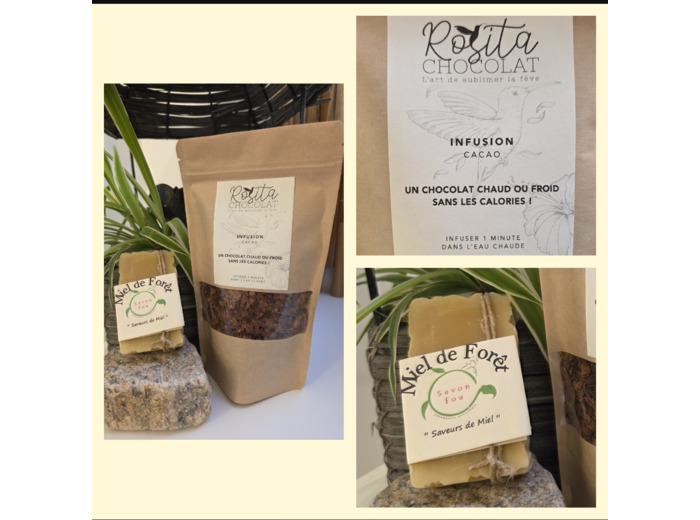 TOUT DOUX 🫶 Coffret de Noel avec 1 savon au miel de Forêt et une infusion cacao