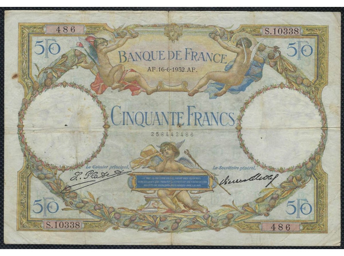 FRANCE 50 FRANCS L.O. MERSON 16-6-1932 S.10338 TB+