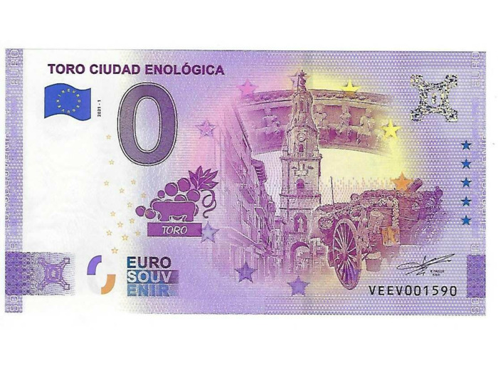ESPAGNE 2021-1 TORO CIUDAD ENOLOGICA BILLET SOUVENIR 0 EURO TOURISTIQUE  NEUF
