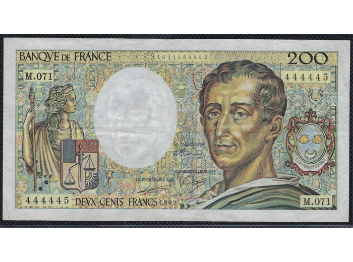 FRANCE 200 FRANCS MONTESQUIEU 1989 M.071 TTB+