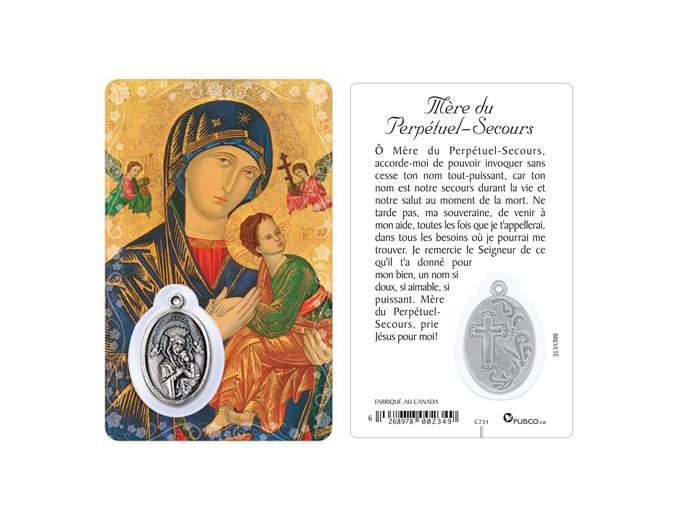 Carte-prière avec insertion ND PERPÉTUEL SECOURS
