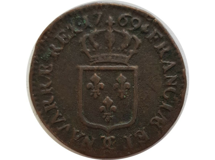 LOUIS XV (1715-1774) SOL A LA VIELLE TETE 1769 CC (BESANCON) TB+